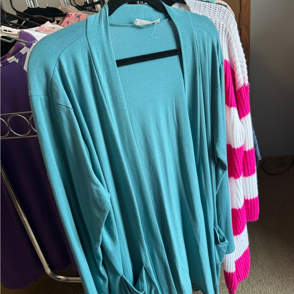 Women's Teal Open Front Cardigan